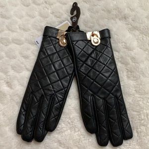 Michael Kors black leather gloves